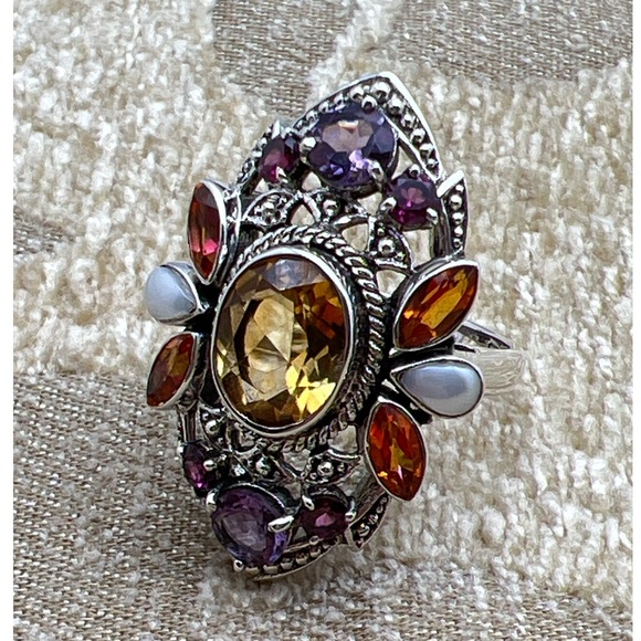 🌟NICKY BUTLER 925 Sterling Silver Citrine Multi Gem ONE OF A KIND Ring Size 8.5 - Picture 5 of 12